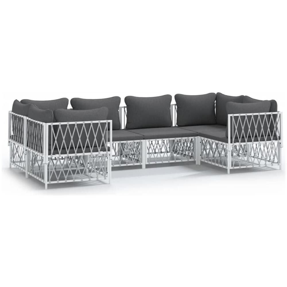 Set Salotto Da Giardino 6 Pz Con Cuscini In Acciaio Bianco - Foto 1