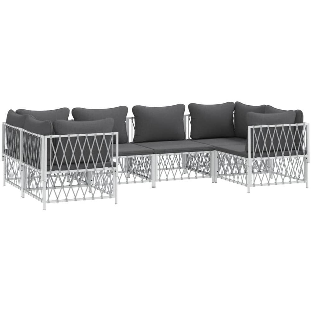 Set Salotto Da Giardino 6 Pz Con Cuscini In Acciaio Bianco - Foto 2