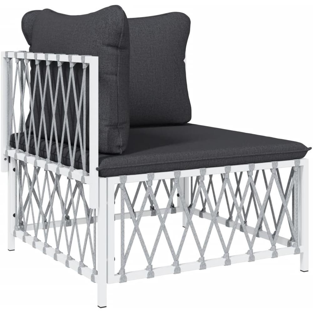 Set Salotto Da Giardino 6 Pz Con Cuscini In Acciaio Bianco - Foto 3