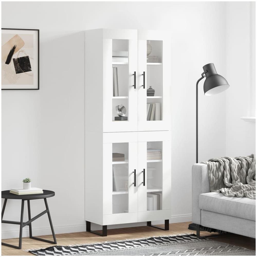 Credenza Bianca 69,5x34x180 Cm In Legno Multistrato - Foto 1