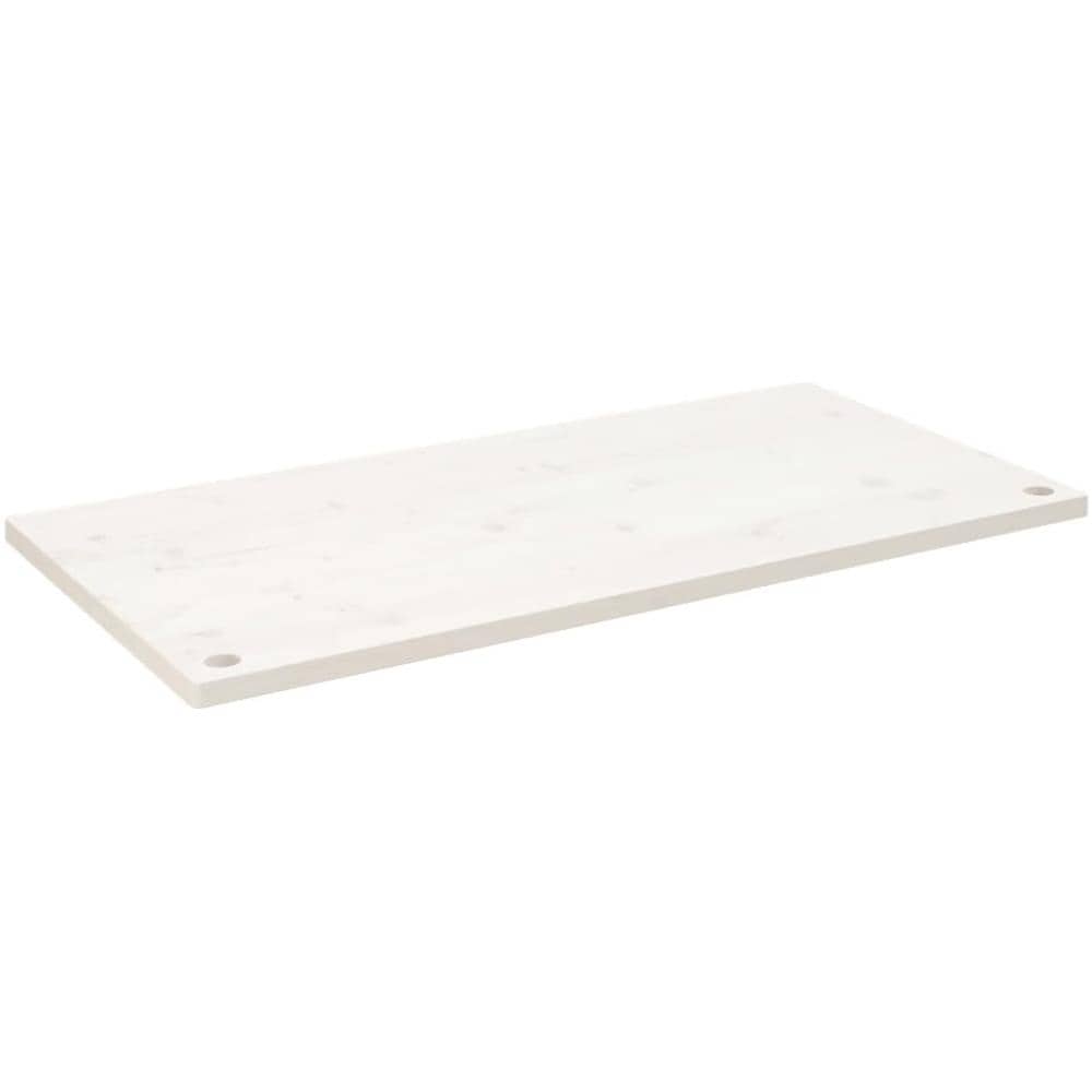 Piano Scrivania Bianco 100x50x2,5 Cm In Legno Massello Di Pino - Foto 2