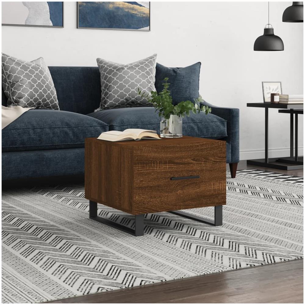 Tavolino Da Salotto Rovere Marrone 50x50x40cm Legno Multistrato - Foto 1