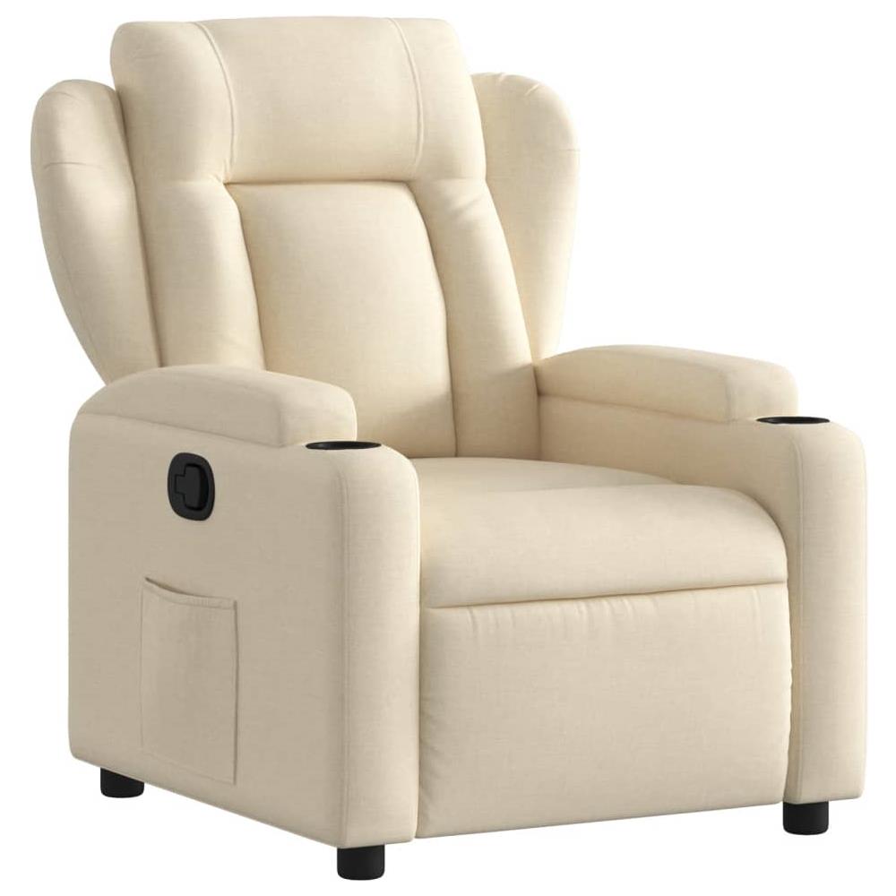 Poltrona Reclinabile In Tessuto Crema - Foto 2