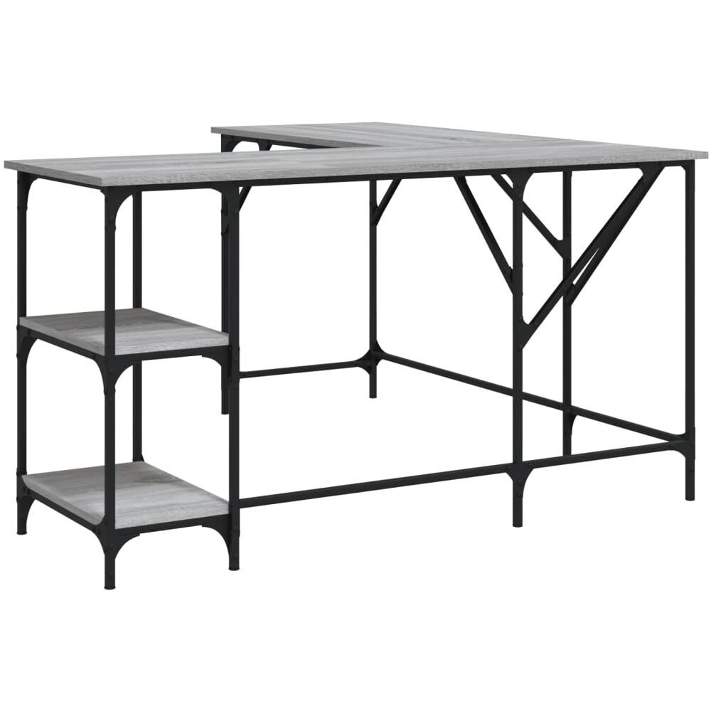 Scrivania Grigio Sonoma 139x139x75 Cm In Legno Multistrato - Foto 2