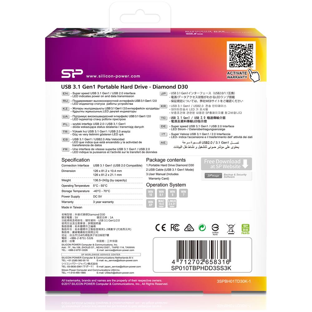 Diamond D30 disco rigido esterno 1 TB 2.5" USB 3.2 Gen 1 (3.1 Gen 1) Nero, Rosso - Foto 4