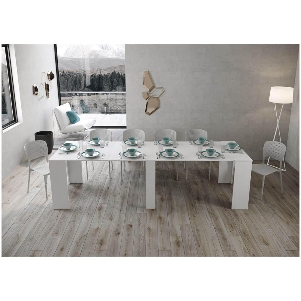 Consolle allungabile 90x48/296 cm Bakari bianco frassino - Foto 3