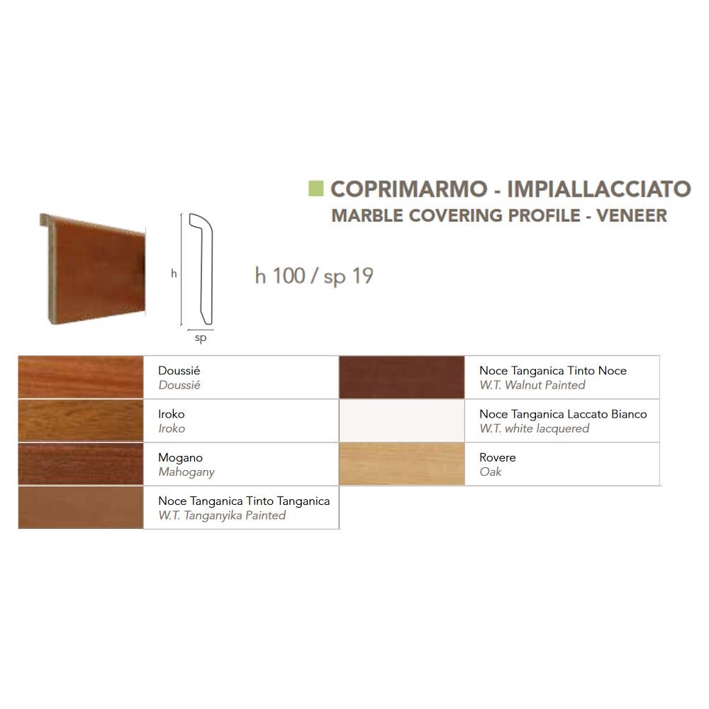 Battiscopa Coprimarmo Impiallacciato Zoccoletto Coprizoccolo 100x19mm (prezzo al metro lineare)  - Foto 1