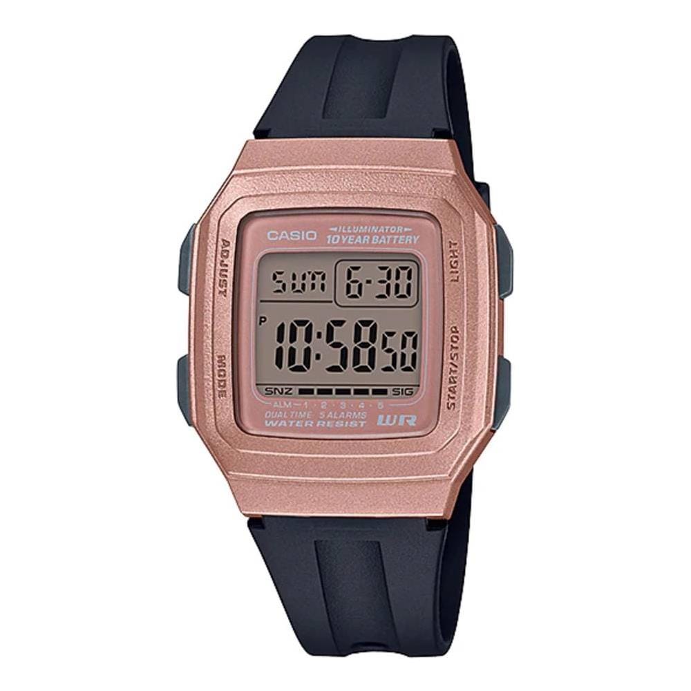Casio - Montre Femme Collection F-201WAM-9AVEF Noir Doré