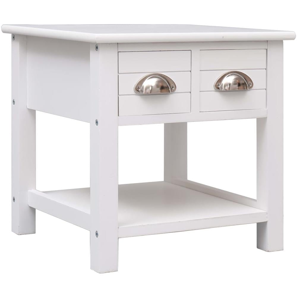 Tavolino Laterale Bianco 40x40x40 Cm In Legno Di Paulownia - Foto 1