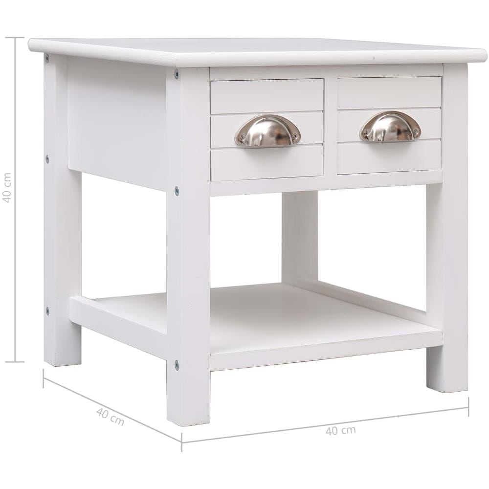 Tavolino Laterale Bianco 40x40x40 Cm In Legno Di Paulownia - Foto 8