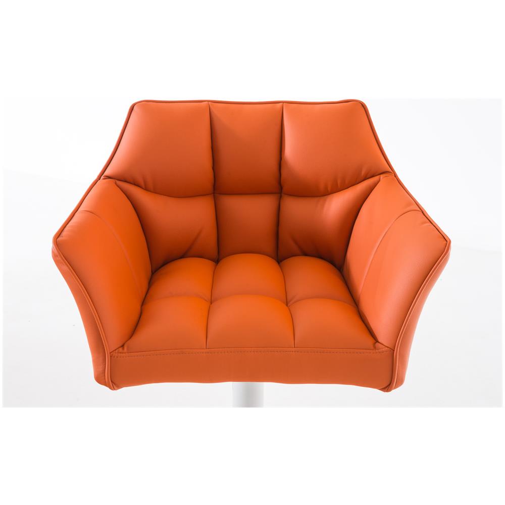 Sgabello Alto Regolabile Damaso in Similpelle I Sgabello Bancone con Braccioli E Schienale Imbottiti E Poggiapiedi, H 58-83 CM Arancione Bianco - Foto 5