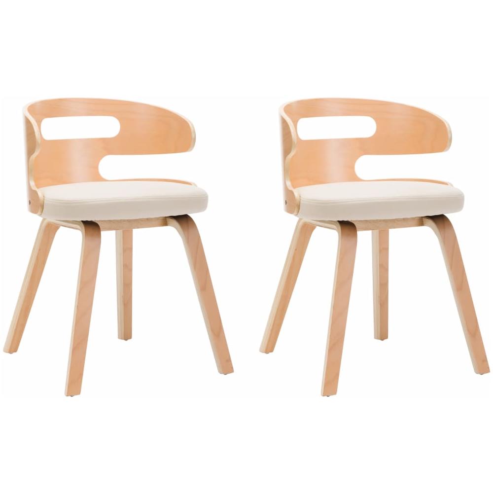 Sedie Da Pranzo 2 Pz Crema In Legno Piegato E Similpelle - Foto 2