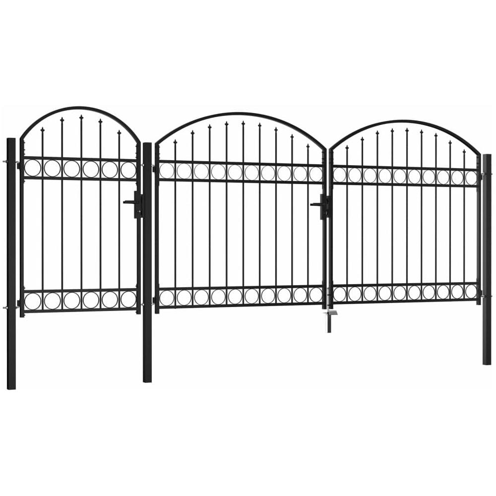 Cancello Da Giardino Ad Arco In Acciaio 2x4 M Nero - Foto 2
