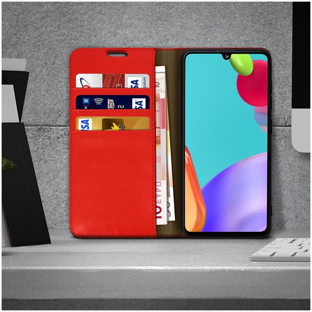 Custodia Samsung Galaxy A41pelle Portafoglio Funzione Stand - Rosso - Foto 2
