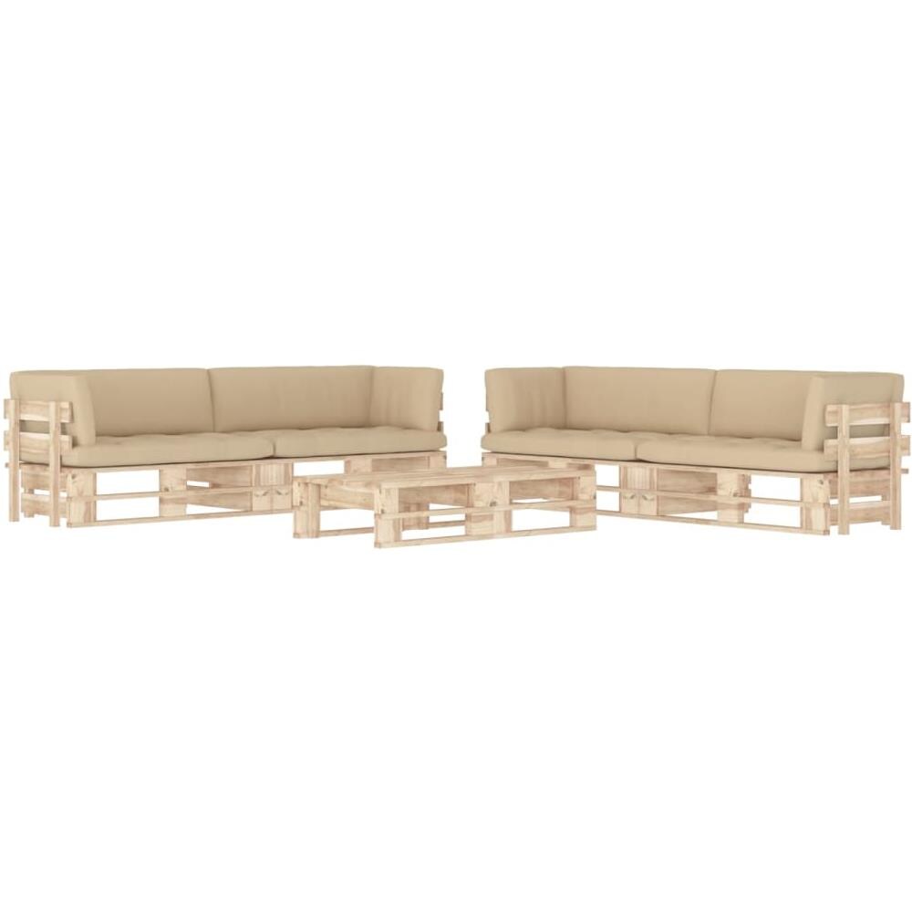 Set Divani a Pallet e Cuscini 6 pz in Legno di Pino Impregnato - Foto 1