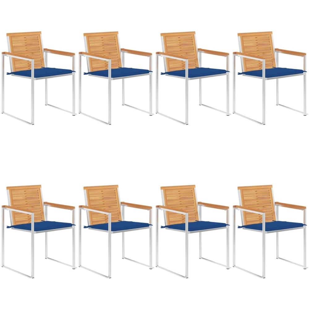 Sedie Da Giardino Con Cuscini 8 Pz In Legno Massello Di Teak - Foto 1