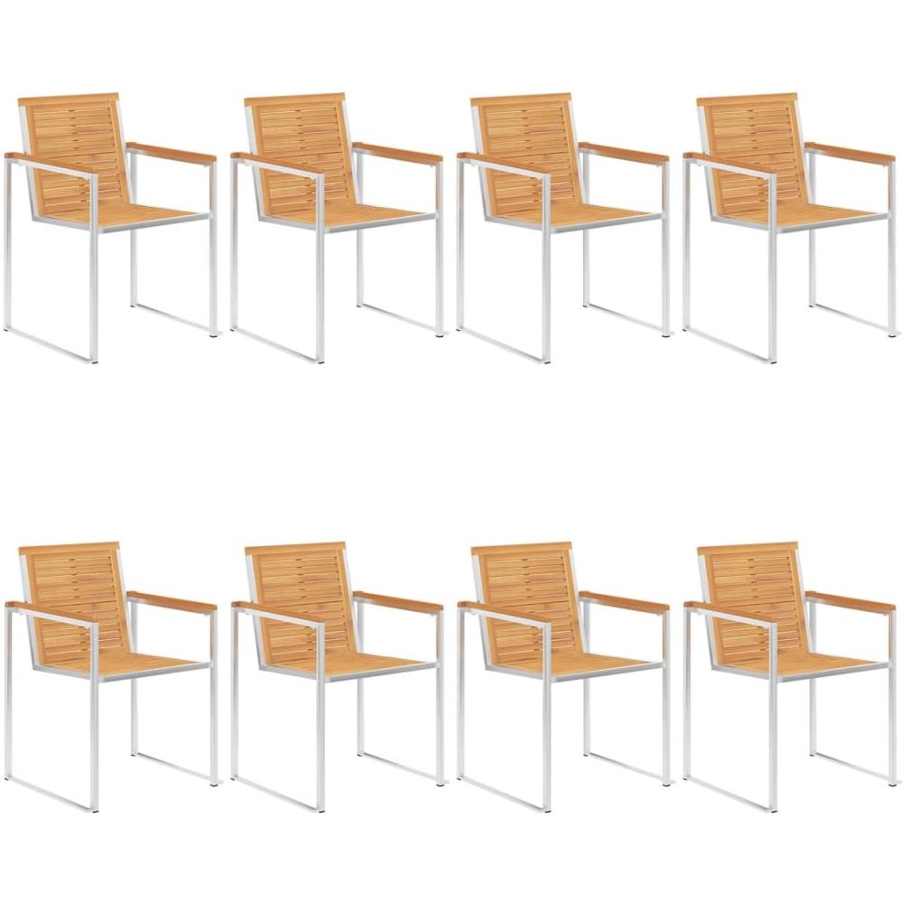 Sedie Da Giardino Con Cuscini 8 Pz In Legno Massello Di Teak - Foto 3