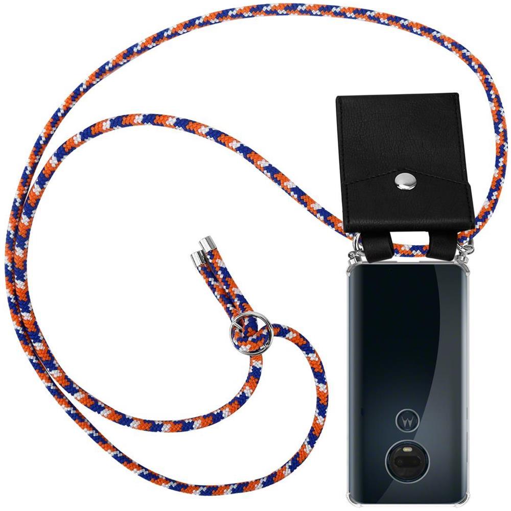Catena Di Telefoni Cellulari Compatibile Con In Arancio Blu Bianco - Coperchio Protettivo In Silicone Con Anelli D'argento, Cinturino In Corda E Custodia Staccabile - Foto 1