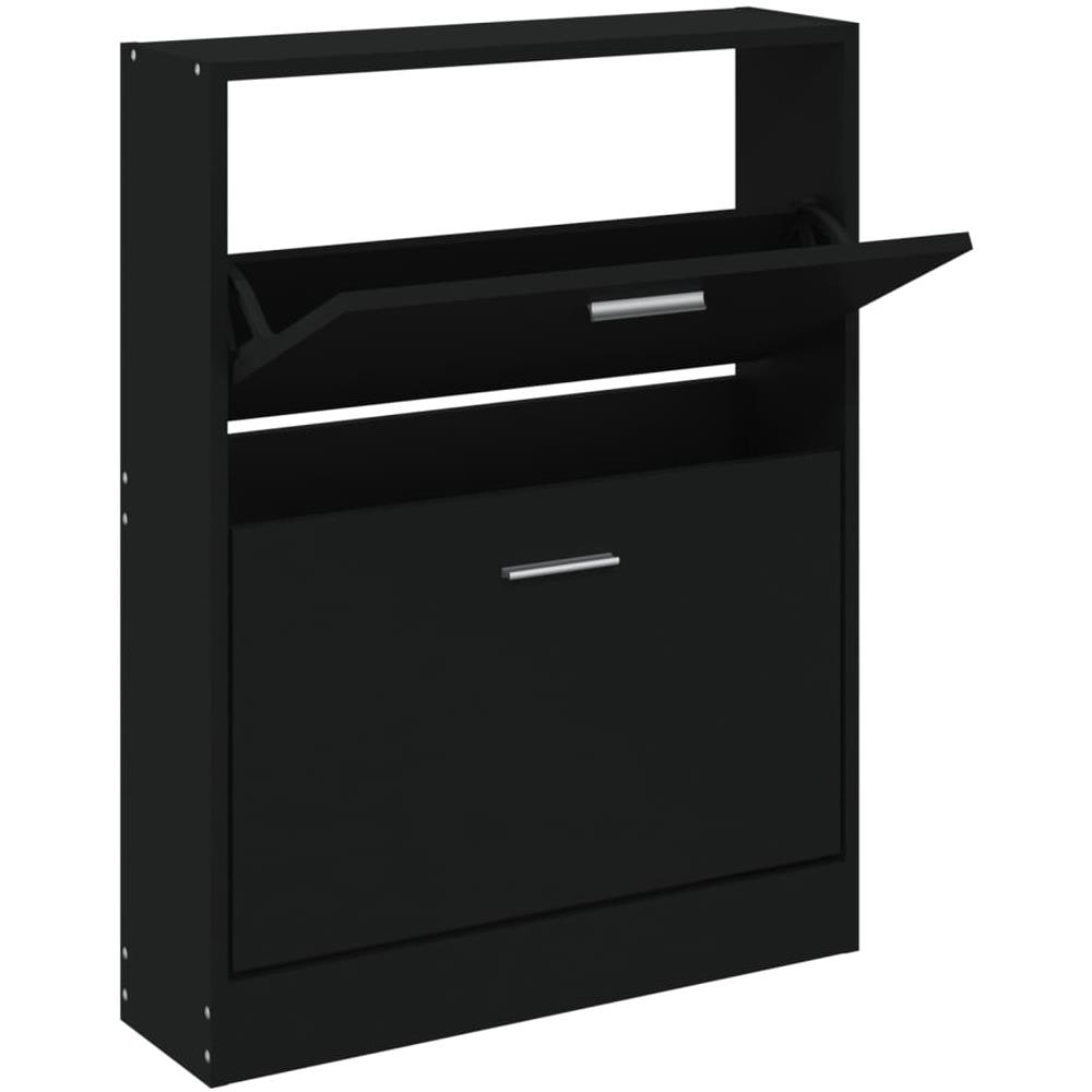 Scarpiera Nero 59x17x81 Cm In Legno Multistrato - Foto 2
