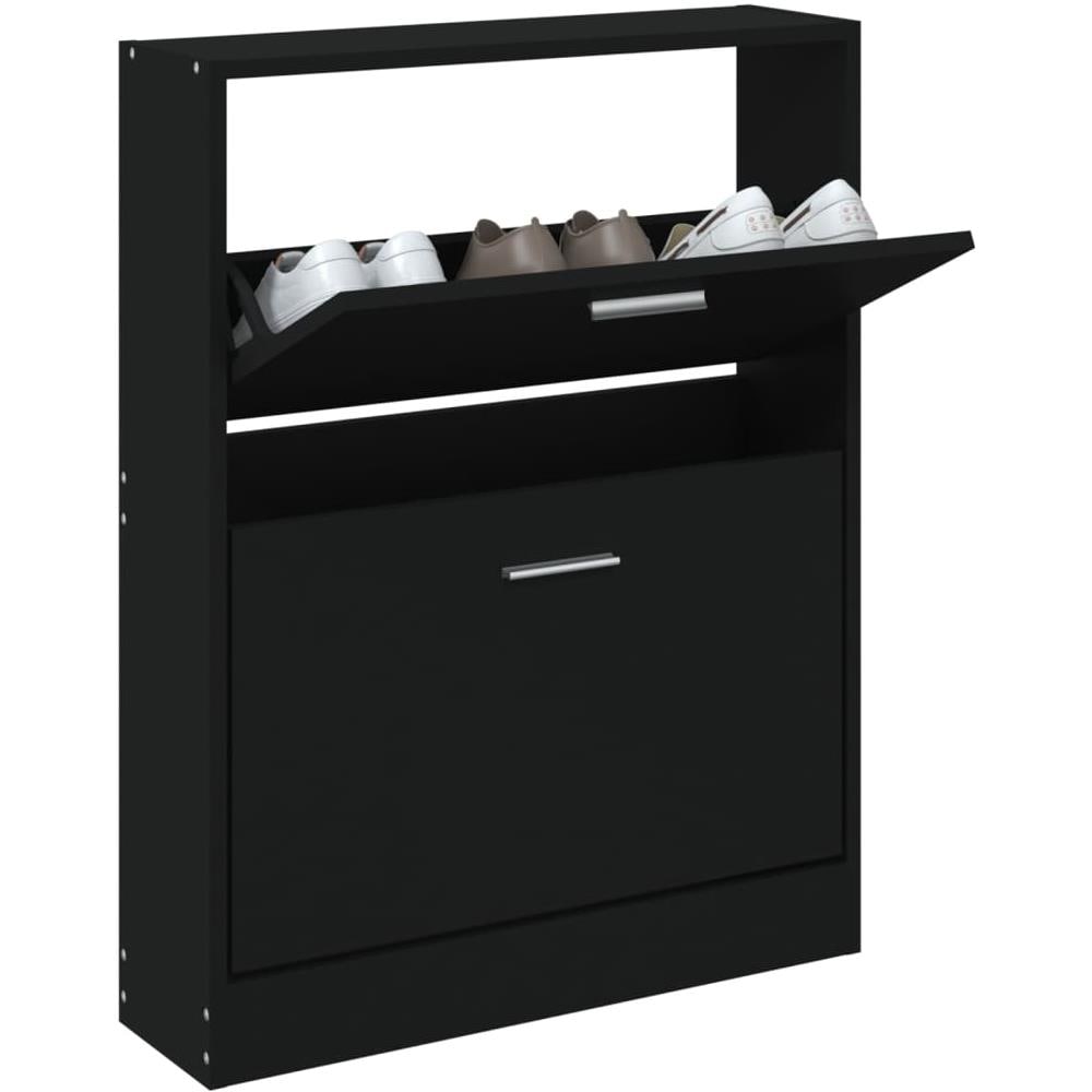Scarpiera Nero 59x17x81 Cm In Legno Multistrato - Foto 3