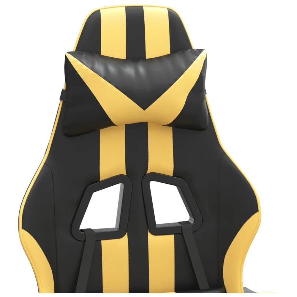 Sedia da Gaming Girevole Nera e Oro in Similpelle - Foto 10