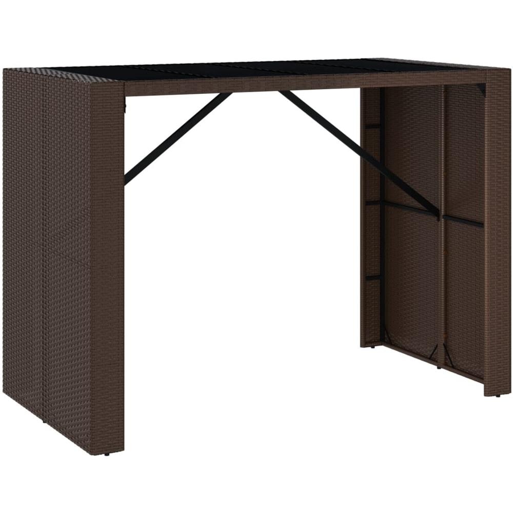 Tavolo Bar Con Piano In Vetro Marrone 145x80x110 Cm Polyrattan - Foto 2