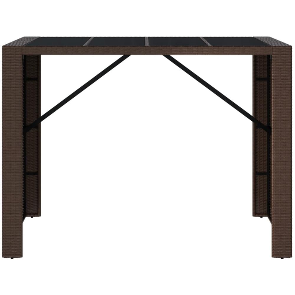 Tavolo Bar Con Piano In Vetro Marrone 145x80x110 Cm Polyrattan - Foto 3
