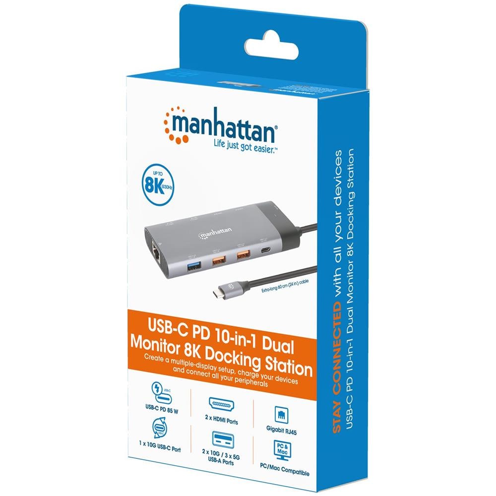 Docking Station Usb-c Pd Doppio Monitor 8k Multiporta 10 In 1 - Foto 2