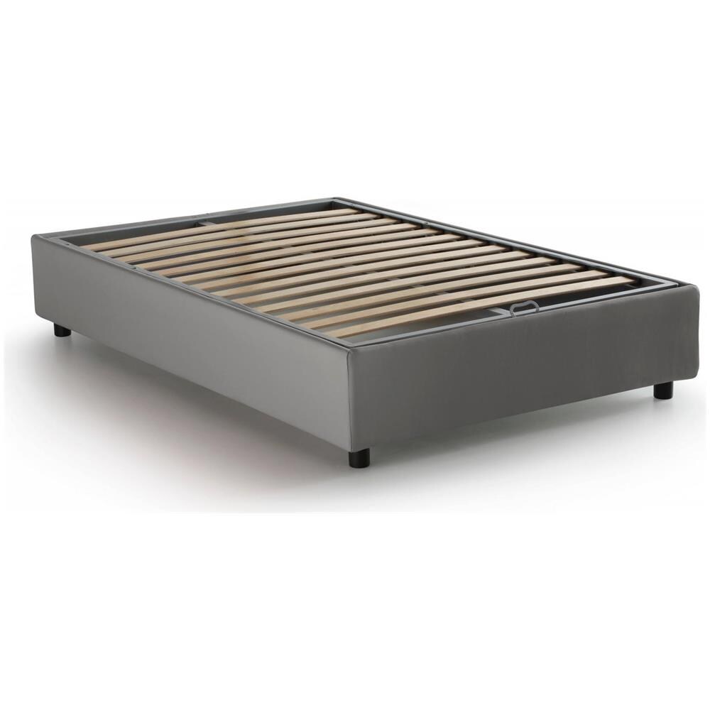 Letto Piazza E Mezza Camilla, Letto Contenitore Con Rivestimento In Tessuto, 100% Made In Italy, Apertura Laterale, Adatto Per Materasso Cm 120x190, Grigio - Foto 4