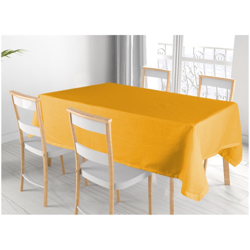 Tovaglia Cucina Soggiorno In Cotone Con Orlo A Giorno In Tinta Unita Vari Colori Ajour 140x300cm Senape - Foto 1