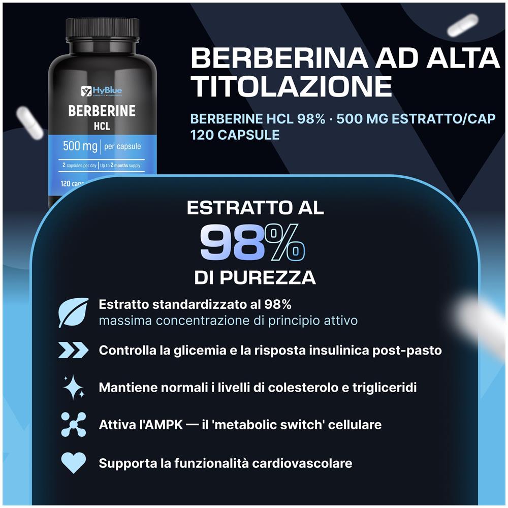 Berberina 1000 mg Alto Dosaggio 120 Capsule, 2x500 mg | Estratto di Berberis Aristata Puro | Supporto al Metabolismo e Benessere Generale | 100% Vegano, Senza Glutine e Senza Lattosio | Fino a 2 Mesi - Foto 1