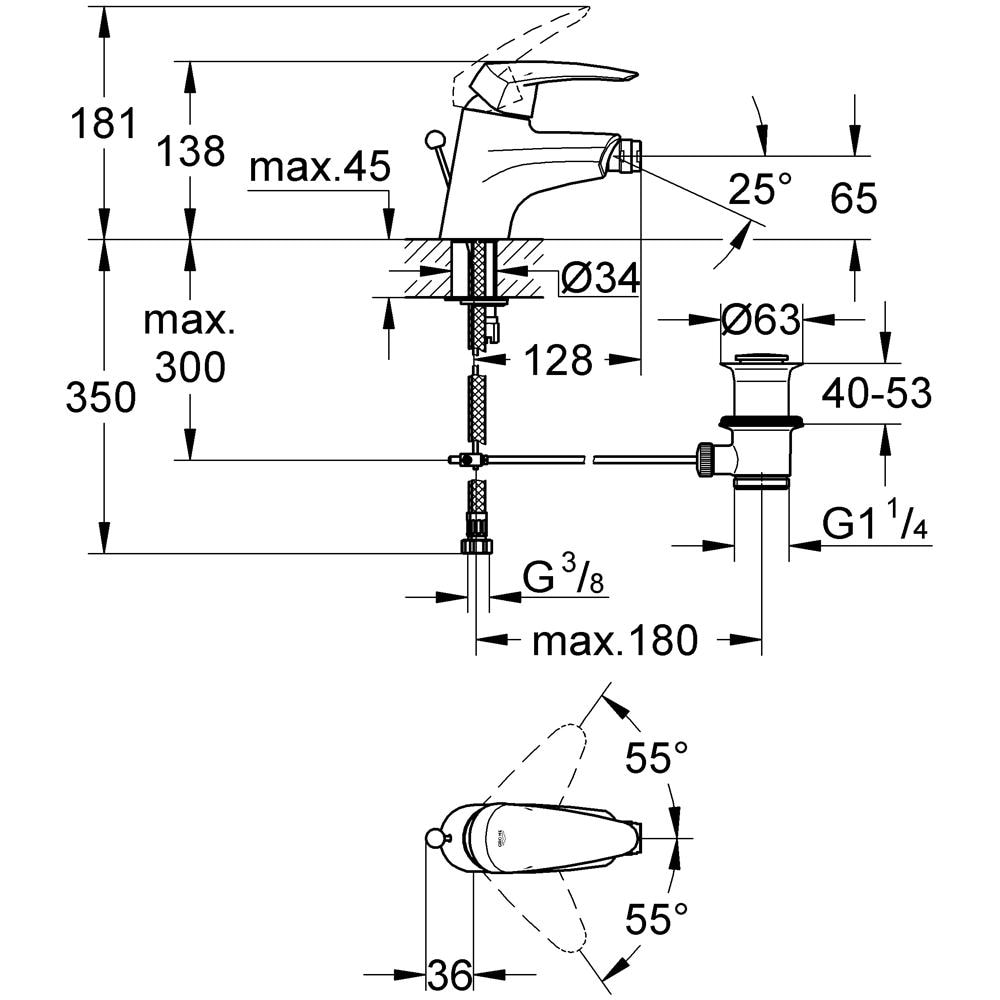 Miscelatore bidet cromo n. eurodisc Grohe - Foto 2