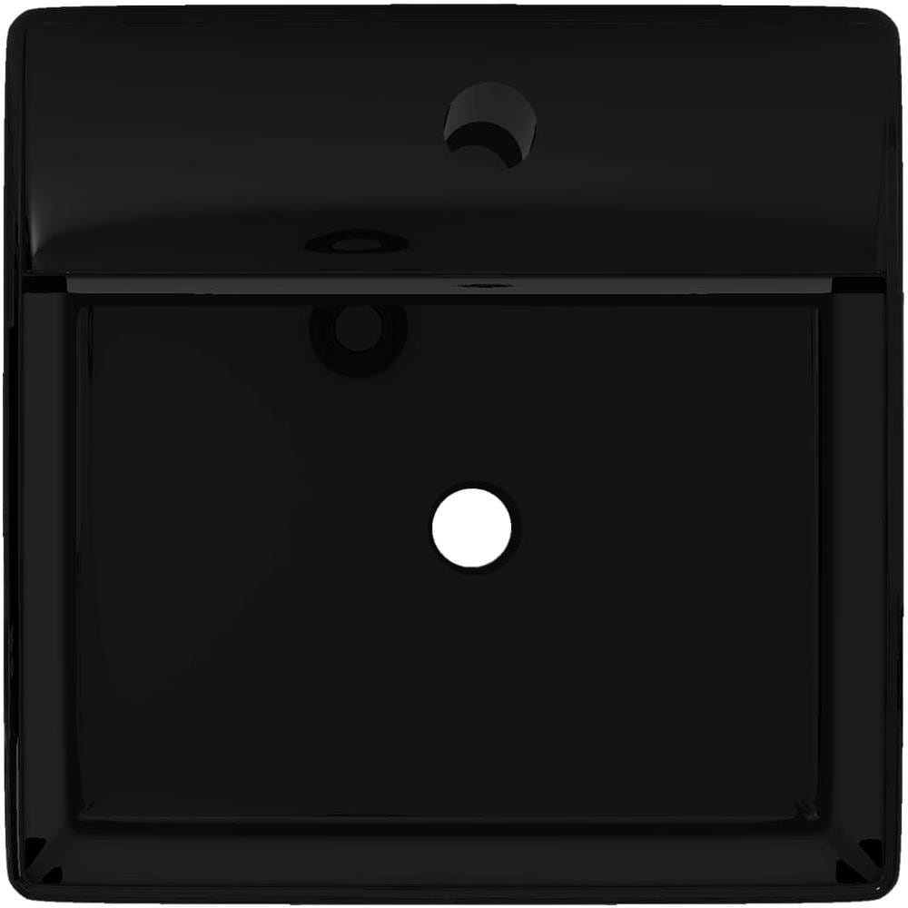 Lavandino Per Bagno In Ceramica Nera Quadrato Con Foro Di Trabocco - Foto 2