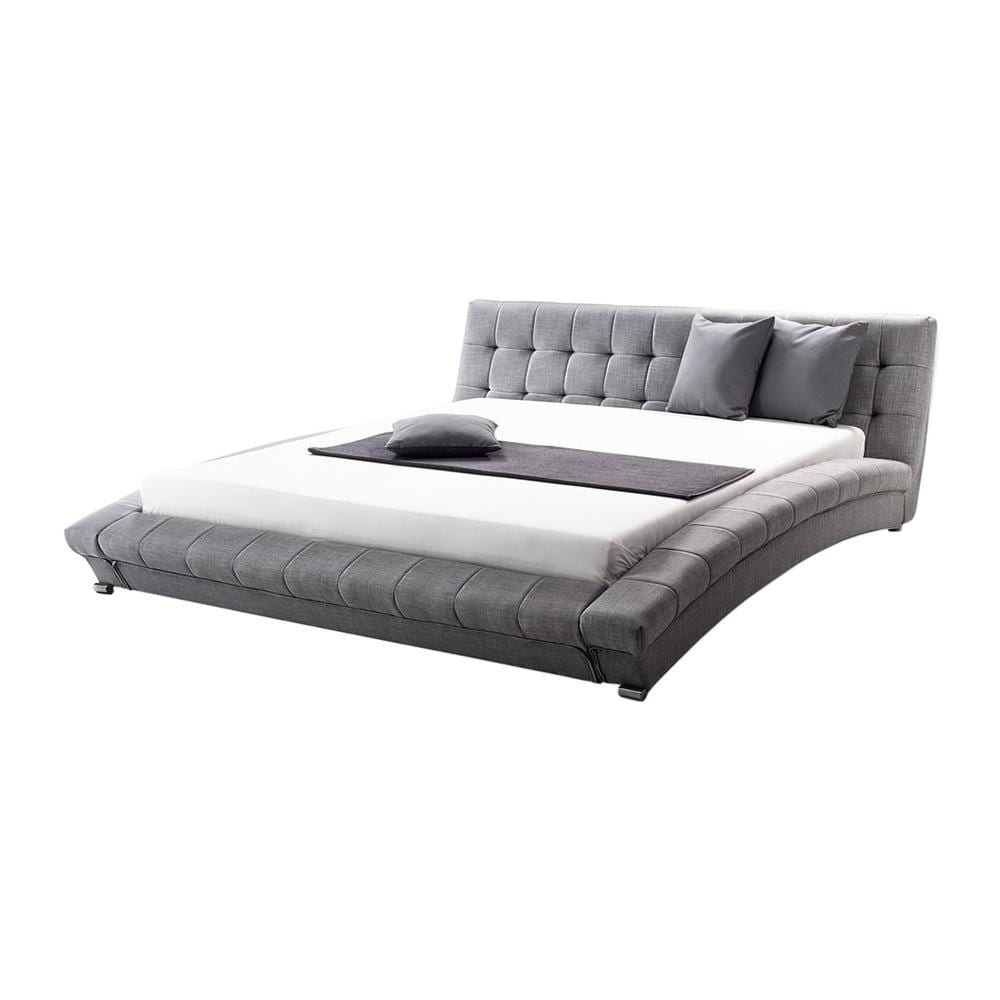 Letto Ad Acqua Matrimoniale In Tessuto Grigio 160 X 200 Cm Lille - Foto 1