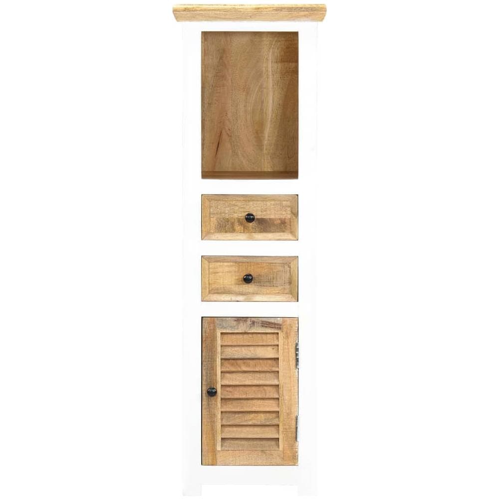Credenza Bianca E Marrone 40x30x128 Cm Massello Di Mango Grezzo - Foto 2