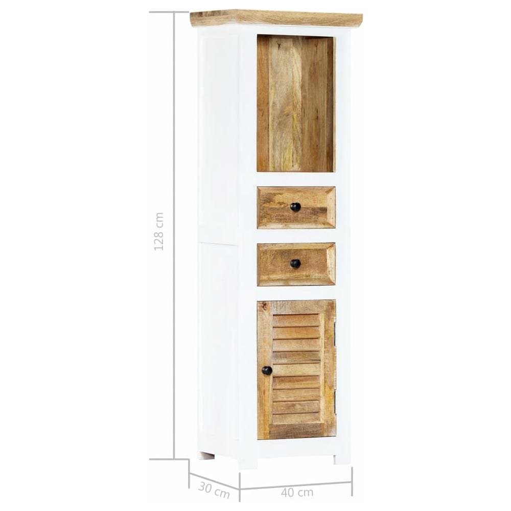 Credenza Bianca E Marrone 40x30x128 Cm Massello Di Mango Grezzo - Foto 13