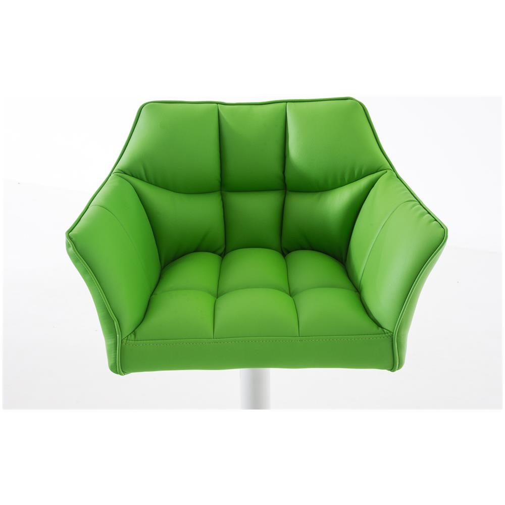 Sgabello Alto Regolabile Damaso in Similpelle I Sgabello Bancone con Braccioli E Schienale Imbottiti E Poggiapiedi, H 58-83 CM Verde Bianco - Foto 5