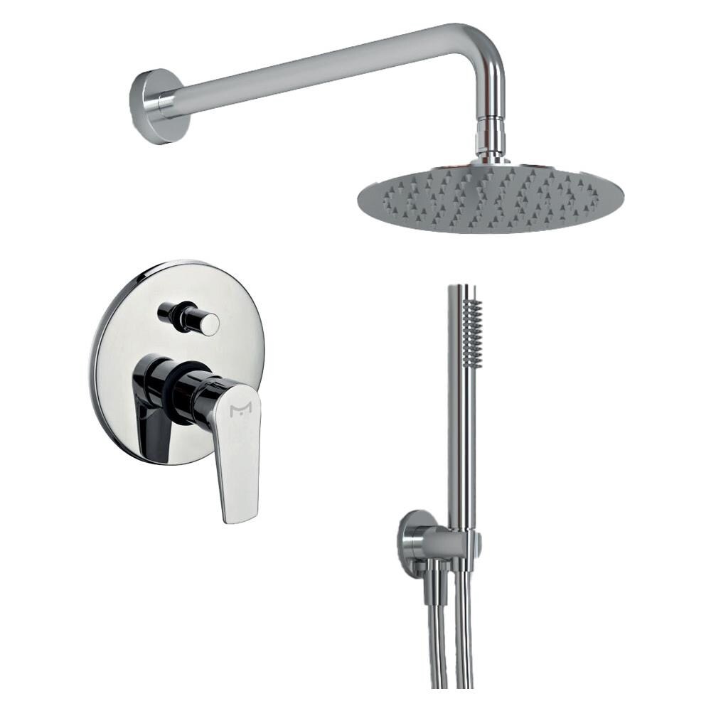 Ogomondo Kit Doccia Tondo 1 Completo Di Soffione Doccetta E Miscelatore Con Deviatore Red - Foto 1