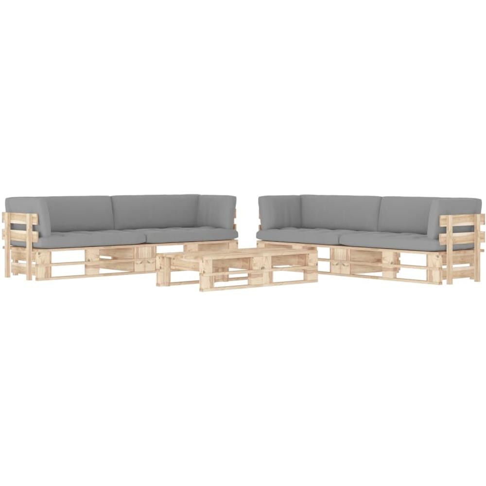 Set Divani a Pallet e Cuscini 6 pz in Legno di Pino Impregnato - Foto 1
