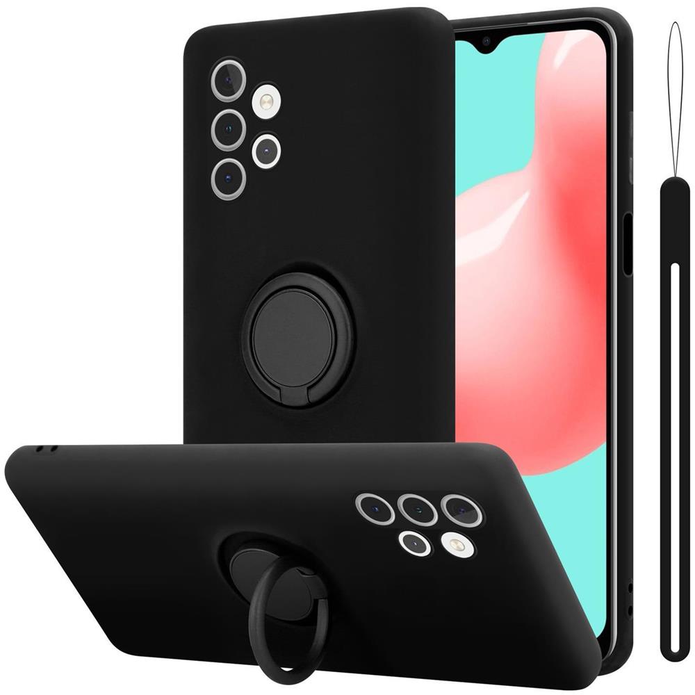 Custodia Compatibile Con Samsung Galaxy A32 5g In Liquid Nero - Coperchio Protettivo In Silicone Tpu Flessibile Con Anello - Foto 1