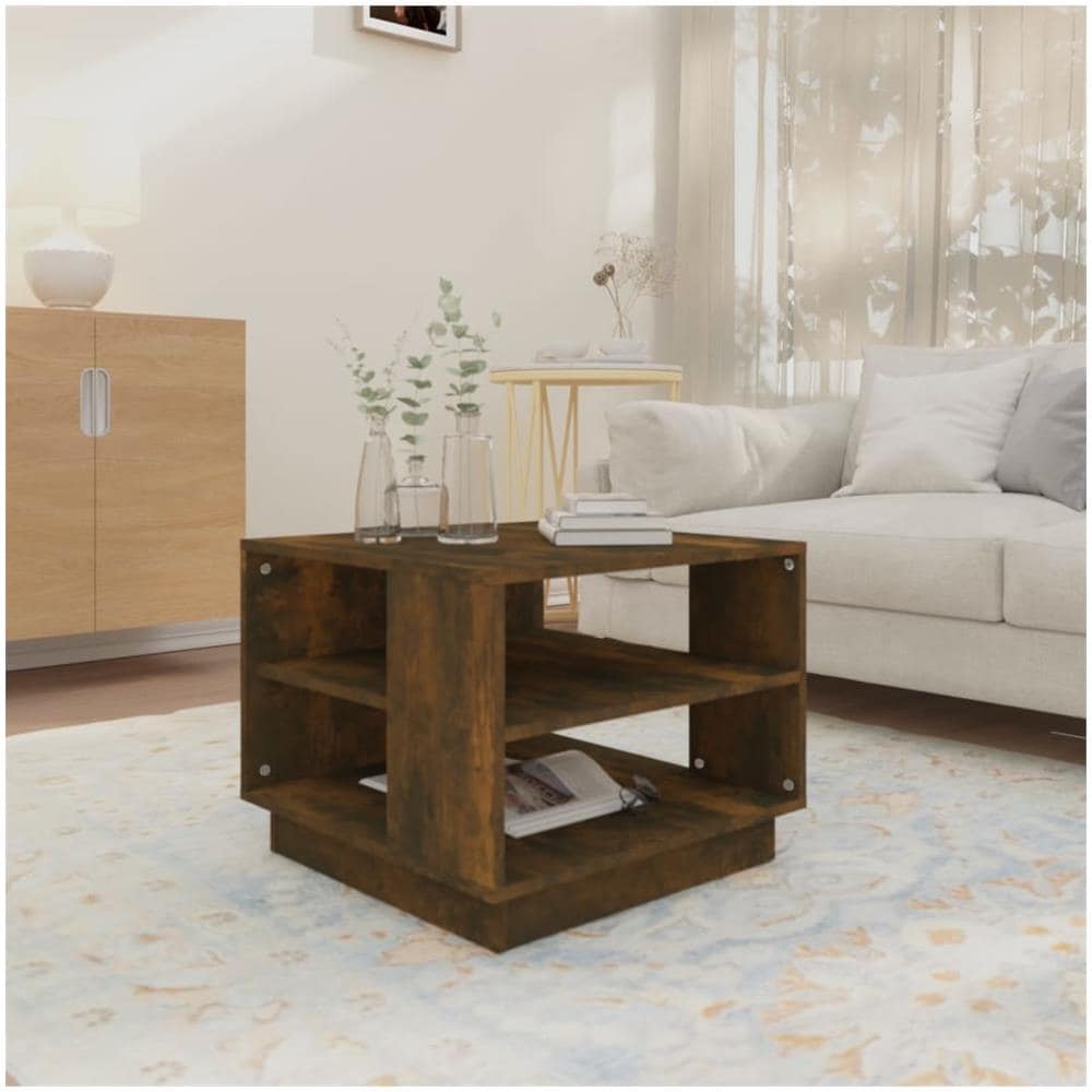 Tavolino da Salotto Rovere Fumo 55x55x43 cm in Truciolato - Foto 3