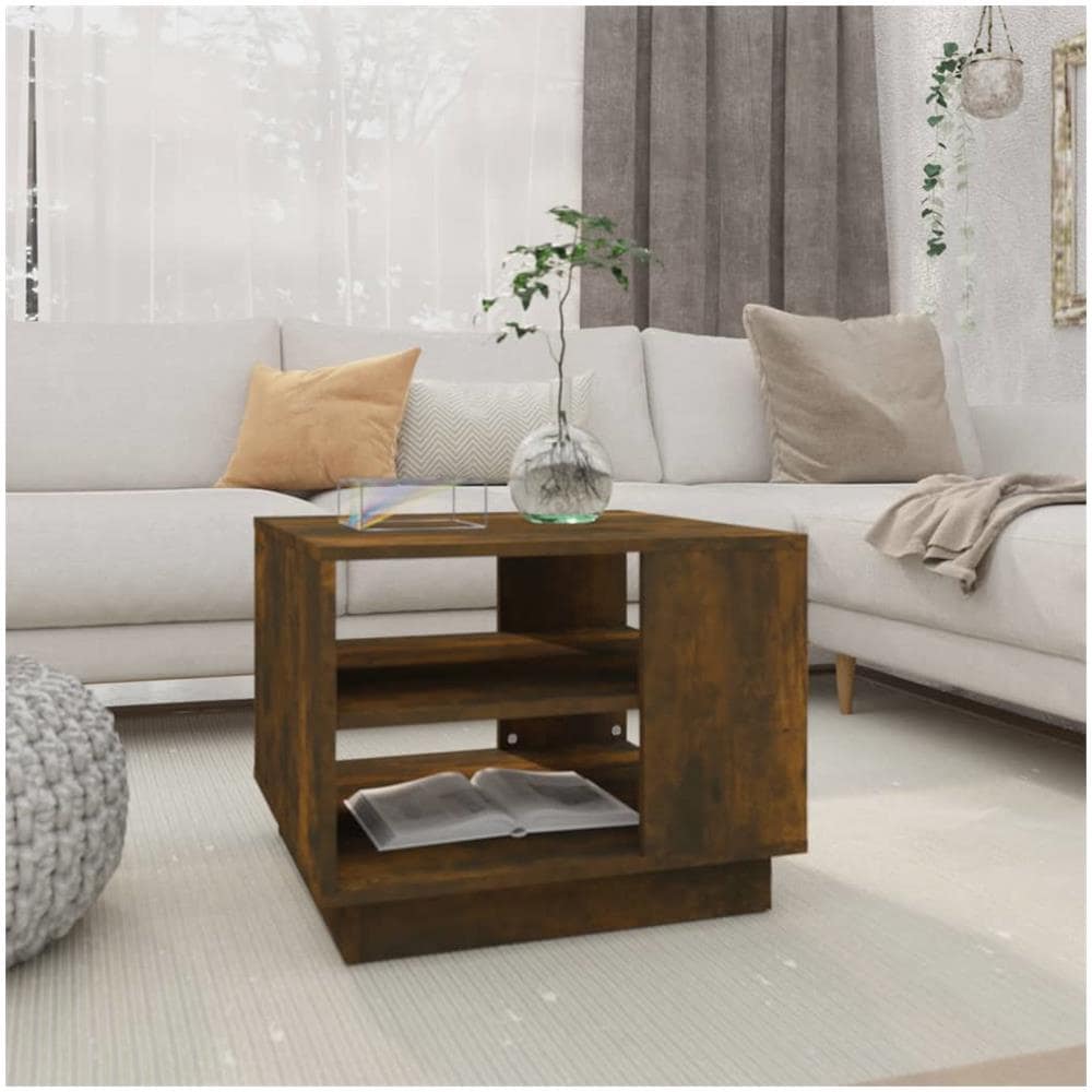 Tavolino da Salotto Rovere Fumo 55x55x43 cm in Truciolato - Foto 1
