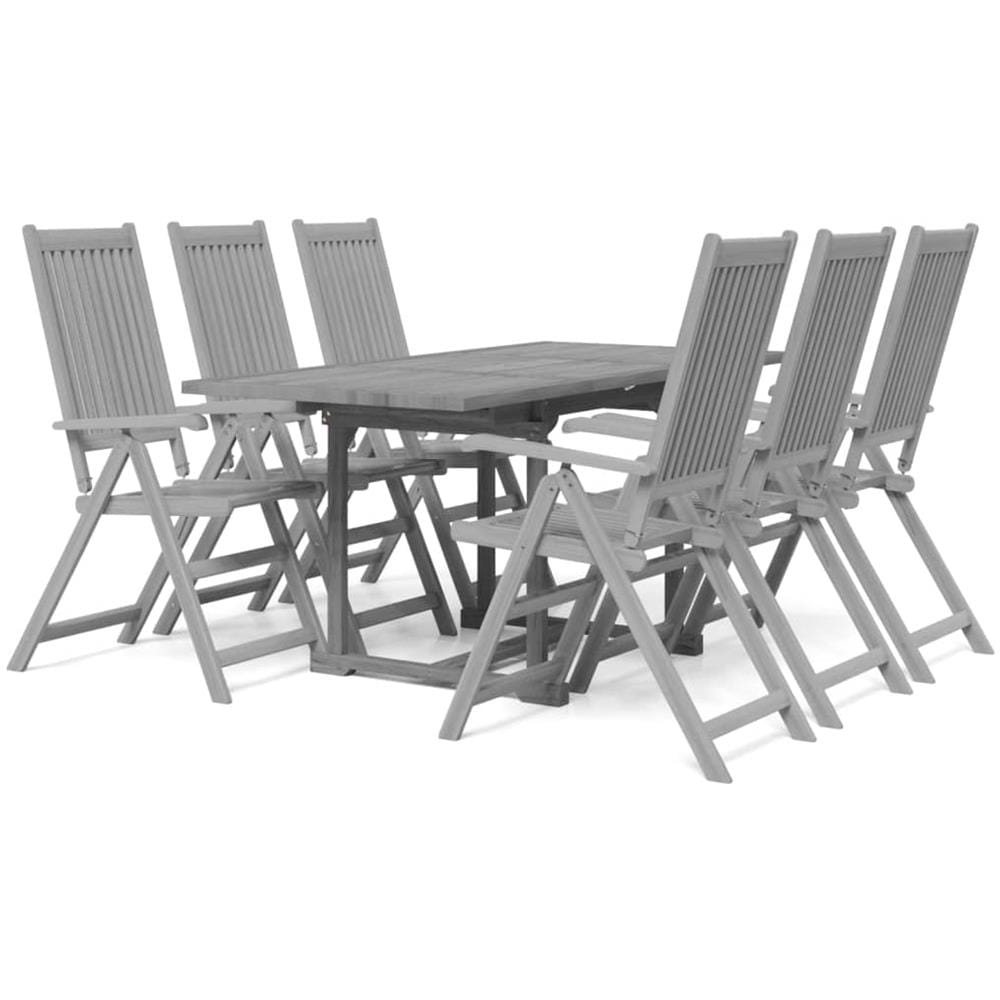 Set Da Pranzo Per Giardino 7 Pz Legno Massello Di Acacia - Foto 2