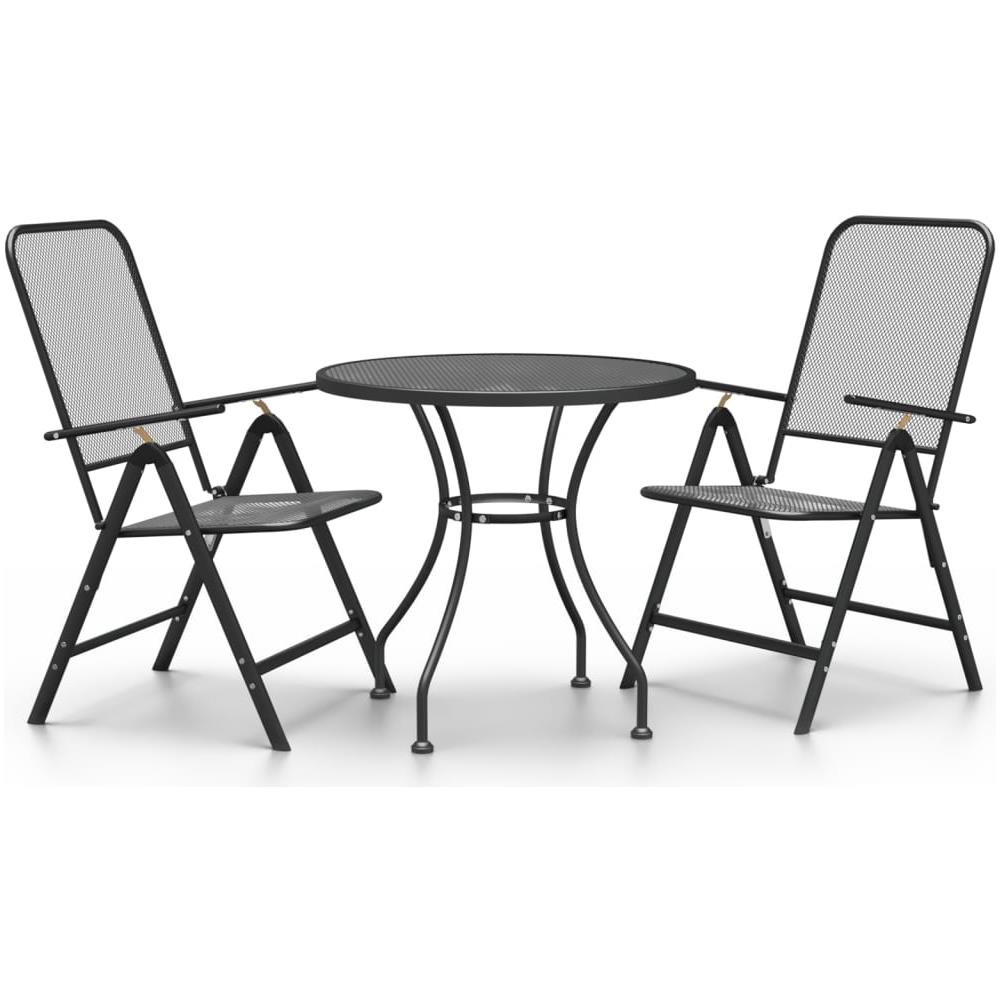 Set Da Pranzo Per Giardino 3pz Rete Metallica Espansa Antracite - Foto 1