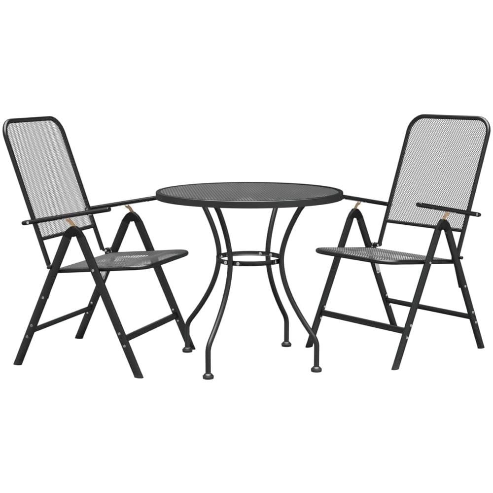 Set Da Pranzo Per Giardino 3pz Rete Metallica Espansa Antracite - Foto 2