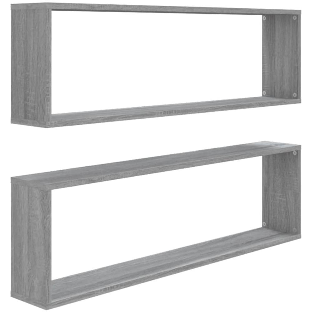 Mensole Cubo Muro 2pz Grigio Sonoma 100x15x30 Legno Multistrato - Foto 2