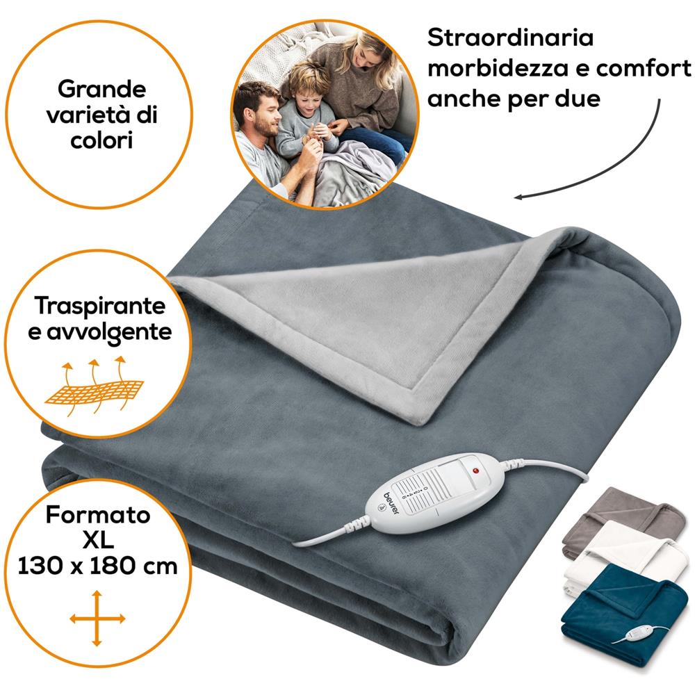 Termocoperta HD 75 Cosy Dark Grey Superficie in Micropile Potenza 100 Watt Dimensioni 180 x 130 cm - Foto 2