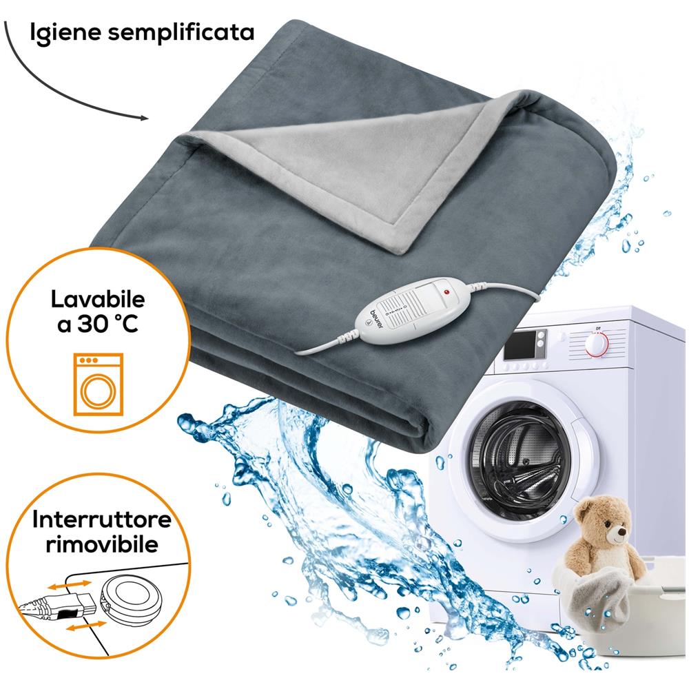 Termocoperta HD 75 Cosy Dark Grey Superficie in Micropile Potenza 100 Watt Dimensioni 180 x 130 cm - Foto 6