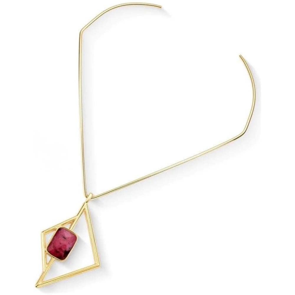 Collana ICON Vertex Collection in oro 18K con pietra di Rodonite, forza e raffinatezza artigianale - Foto 1