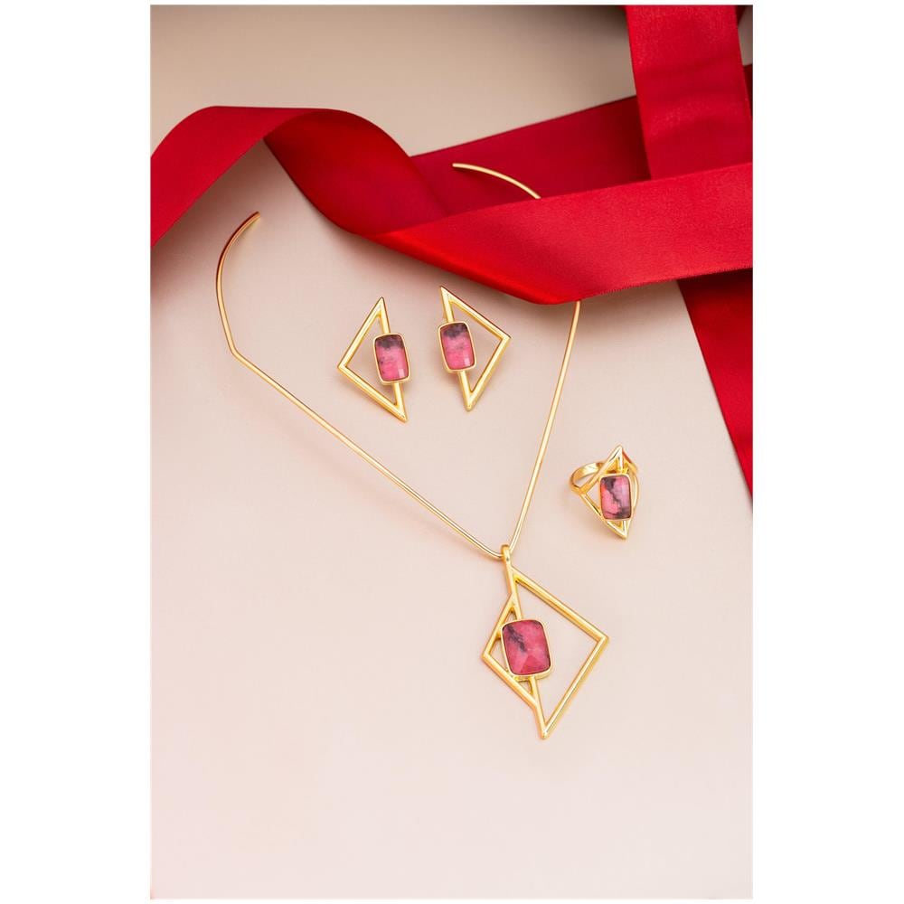 Collana ICON Vertex Collection in oro 18K con pietra di Rodonite, forza e raffinatezza artigianale - Foto 4